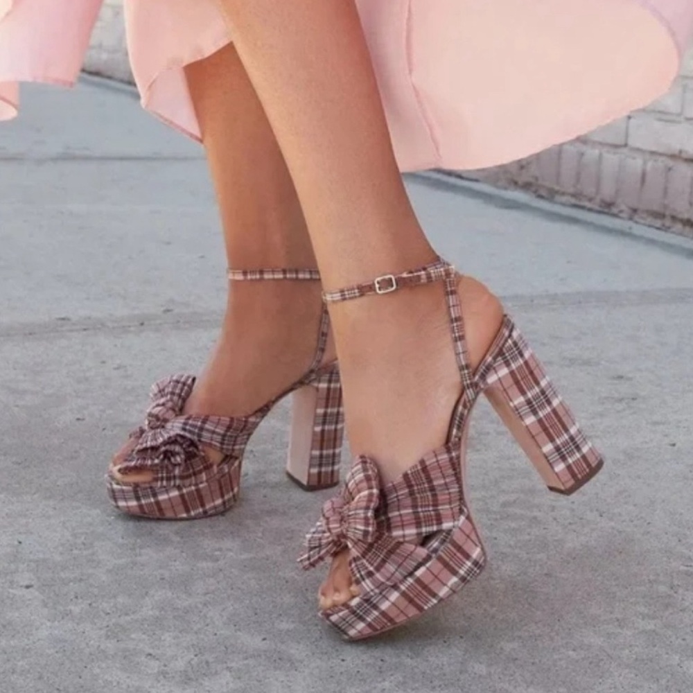 Loeffler Randall Natalia Platform, plaid, size 8